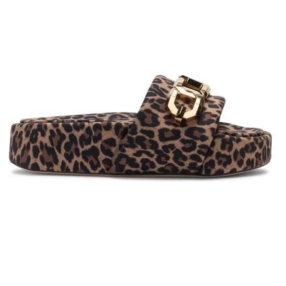 Good American Chain Platform Slide Sandal, Pale Leopard, NIB - Picture 6 of 7